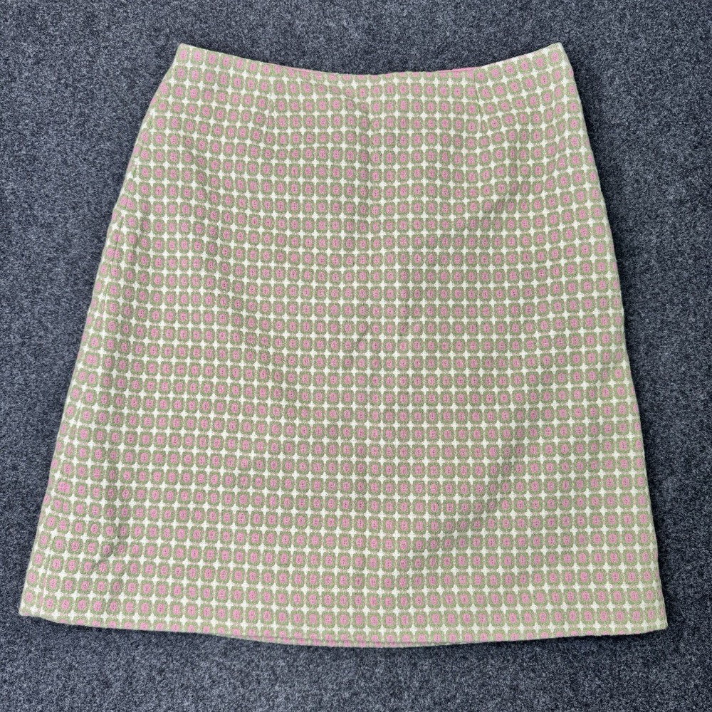 Lilly Pulitzer Skirt Womens 6 Green Pink Check Wool Blend Lined Preppy Spring